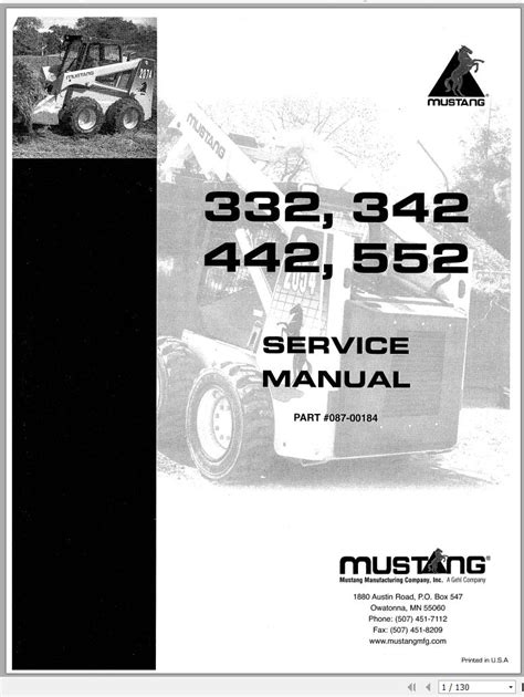 mustang 442 skid steer manual|mustang 332 steer loader repair manual.